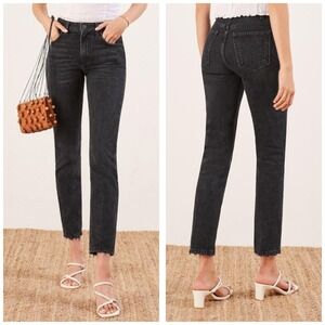 Reformation Julia High Waist Cigarette  Jeans Pacific Wash Black‎ 25